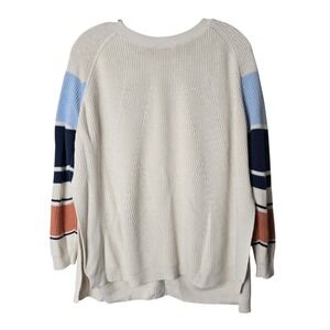 MERSEA Cardigan Sweater One Size OS Cream Colorblock Striped Sleeve Reversible